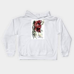 Dark Poppy Watercolor Painting Kids Hoodie